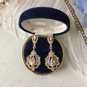 Vintage Style Filigree Rhinestone Bridal Earrings